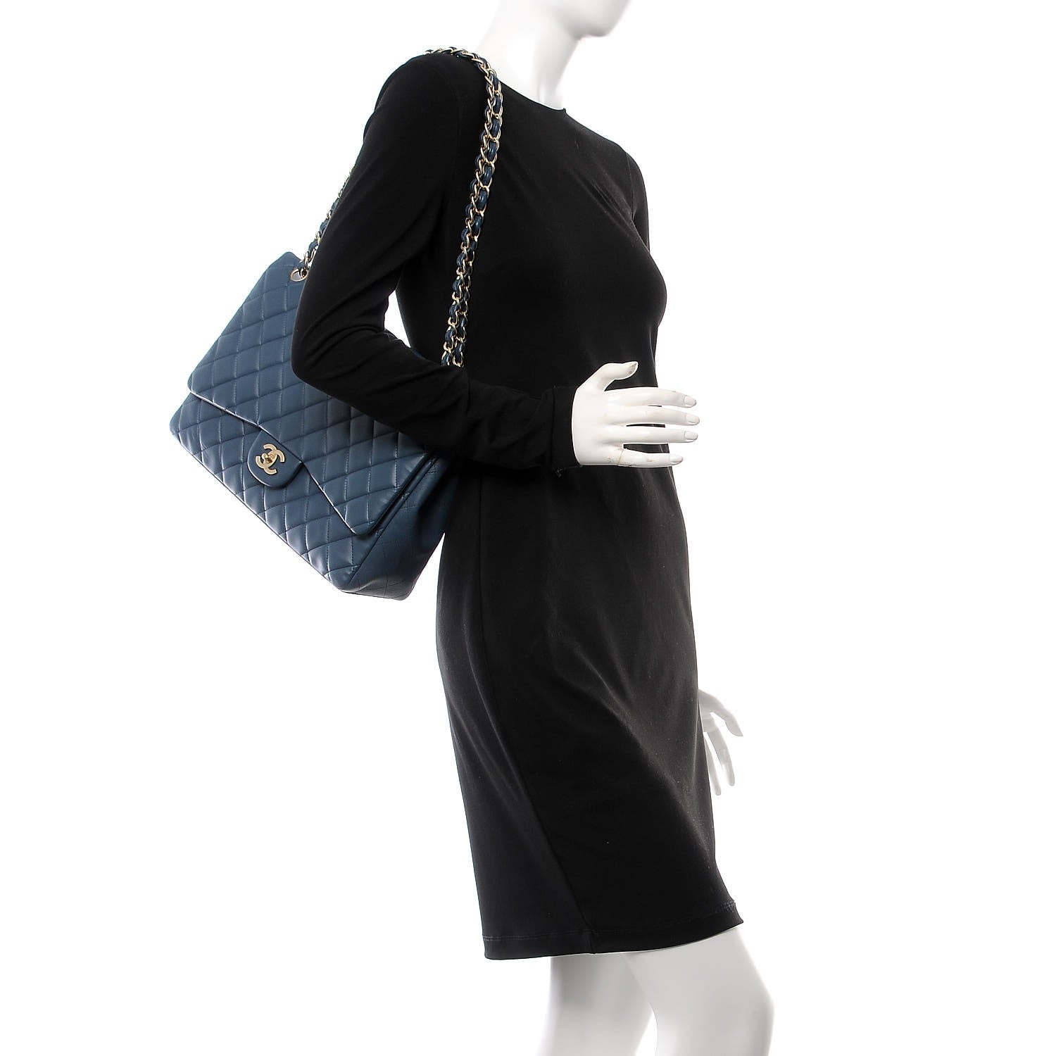 Chanel Lambskin Quilted Maxi Single Flap Blue 3 of 9