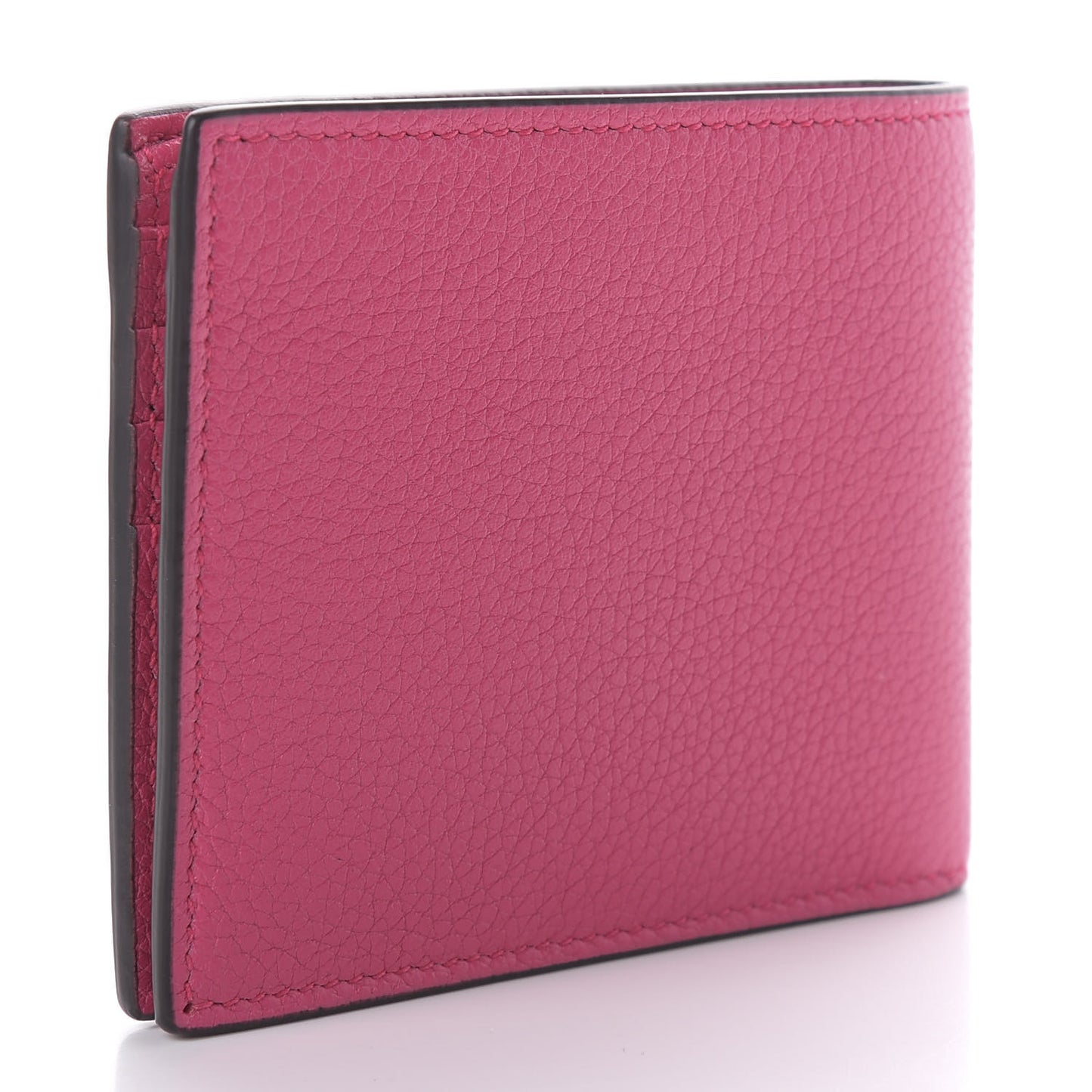 Grained Calfskin Logo Bi-Fold Wallet Box Pink Green