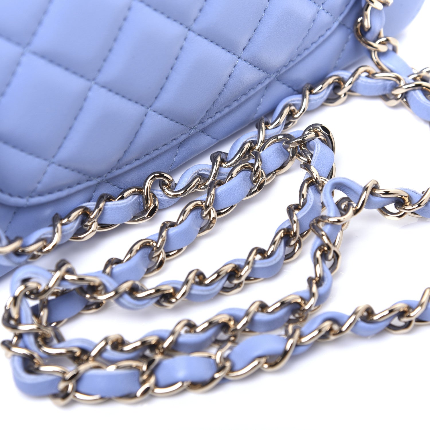 Chanel Lambskin Quilted Mini Rectangular Flap Light Blue 11 of 13
