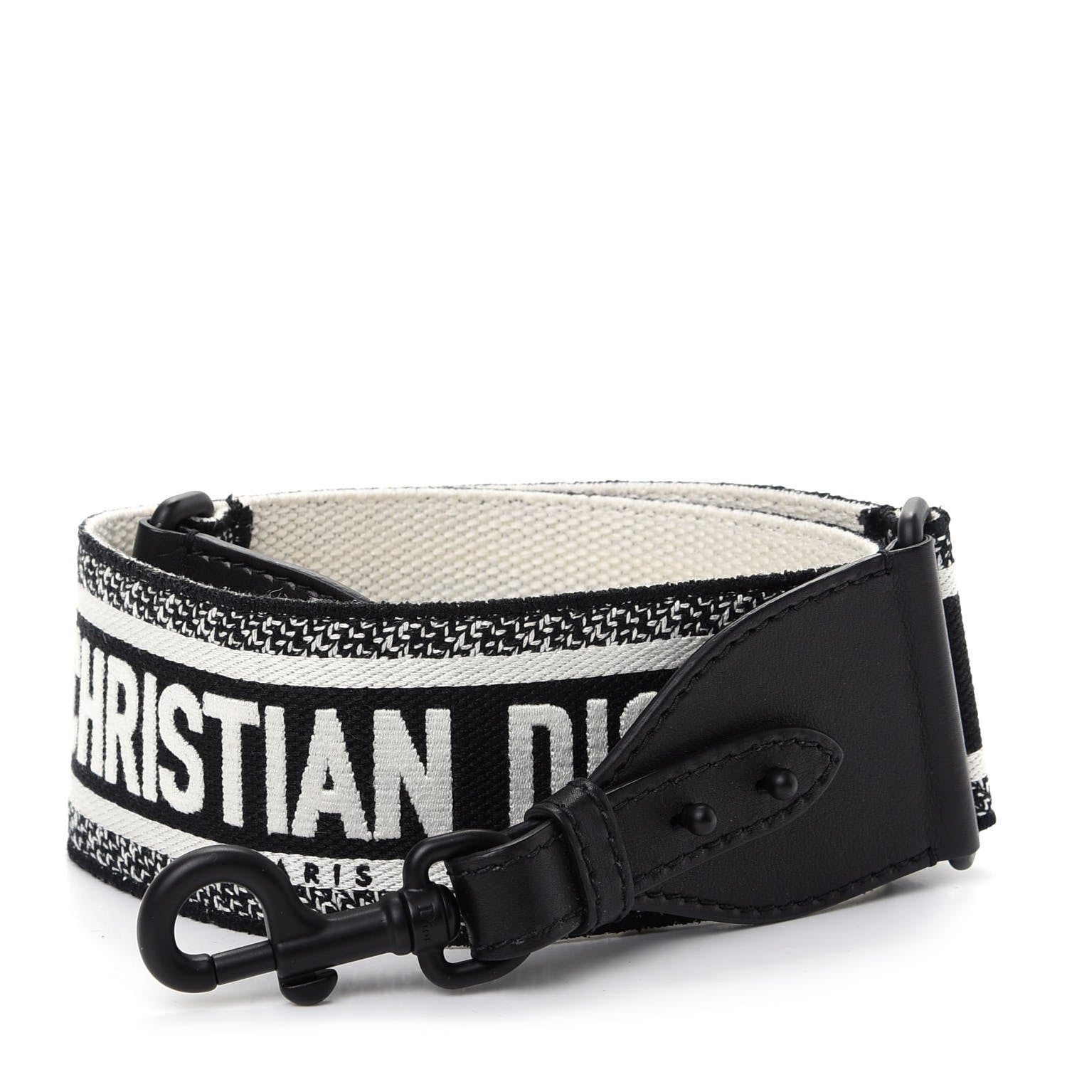 Christian Dior Canvas Embroidered Shoulder Strap Black Ultramatte 1 of 6