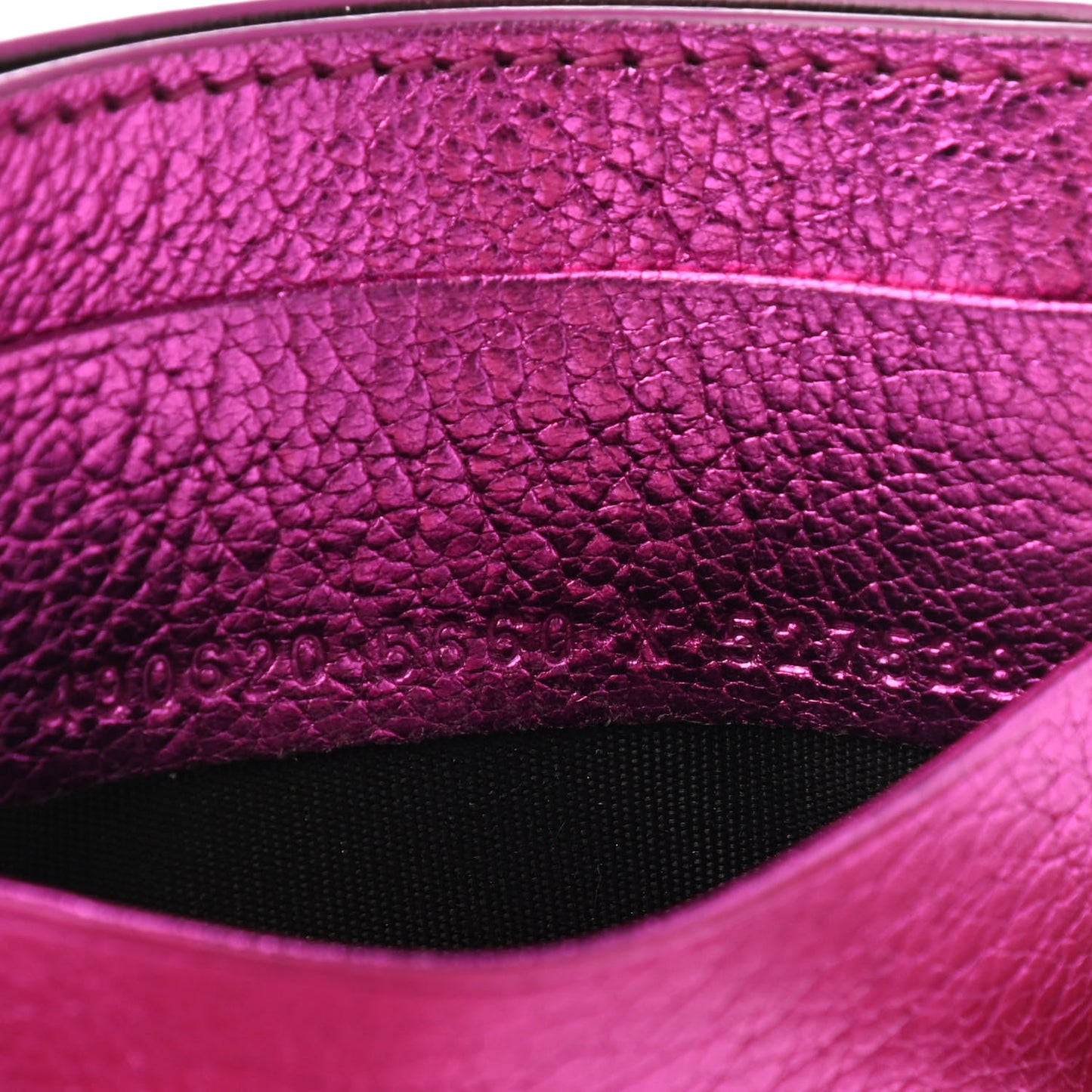 Metallic Goatskin Logo Everyday Multi Card Case Rose Fuchsia Black