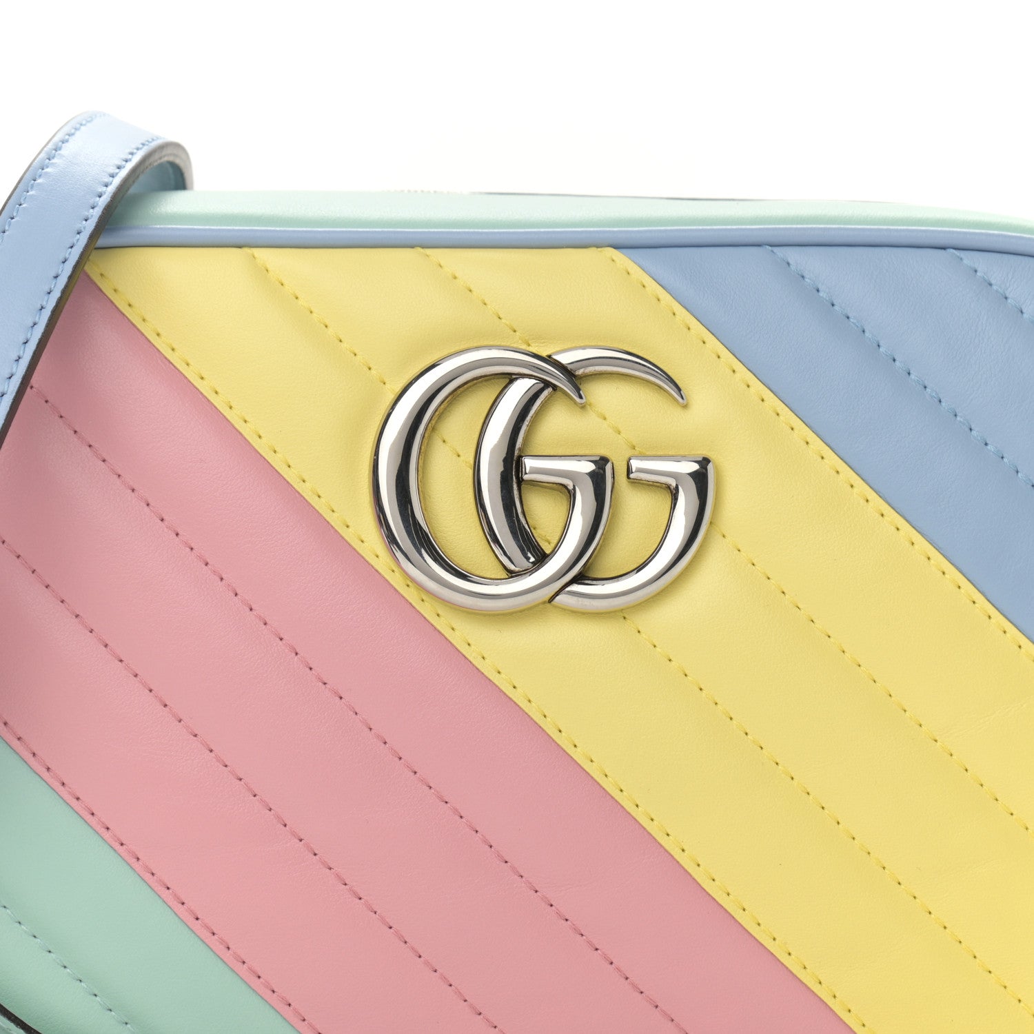 Gucci Calfskin Matelasse Diagonal Small GG Marmont Chain Shoulder Bag Multicolor Pastel 8 of 12