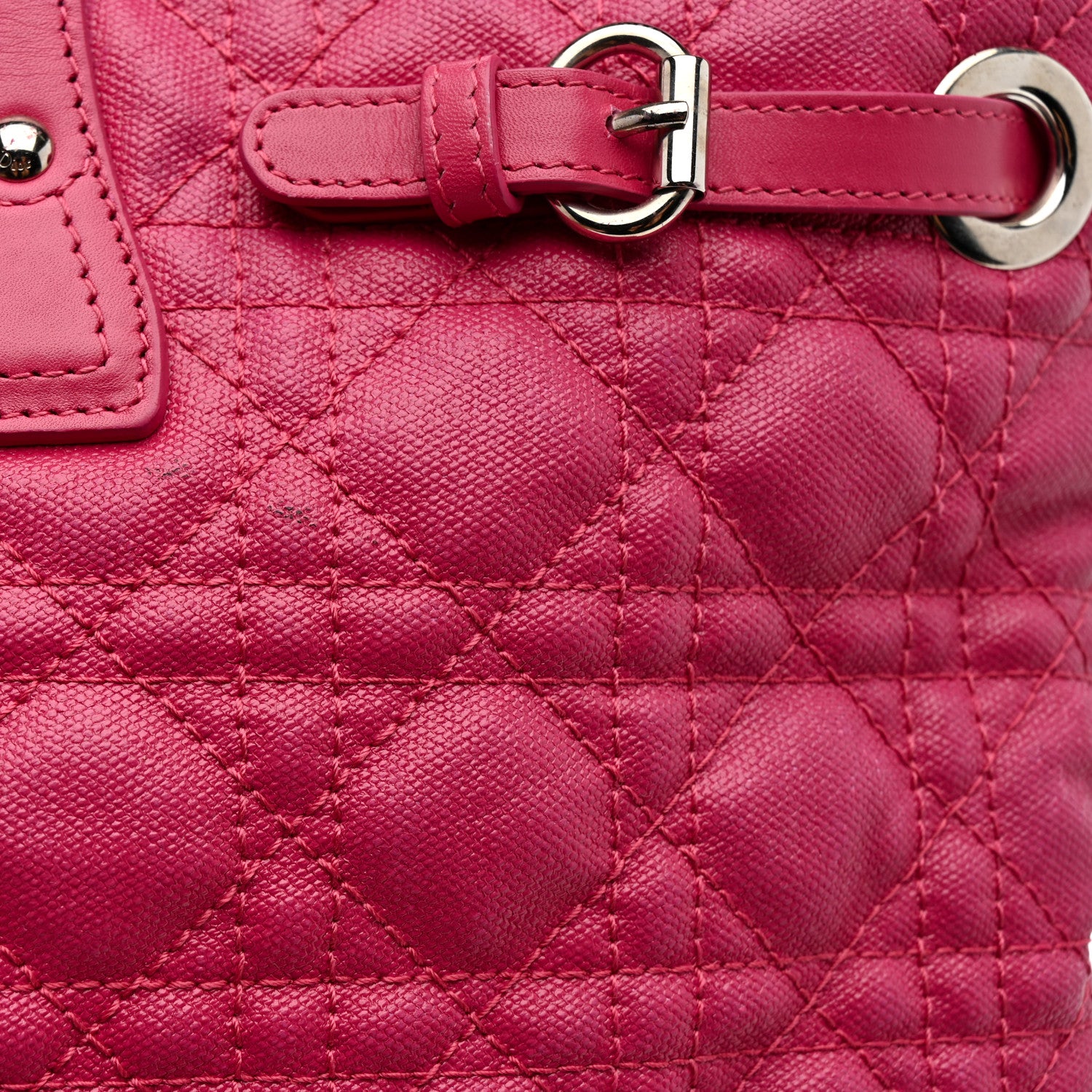 Christian Dior Coated Canvas Cannage Medium Panarea Tote Pink 14 of 15