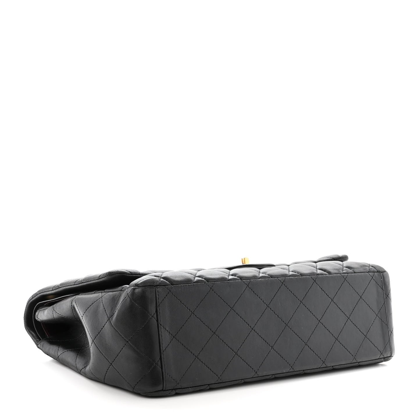 Lambskin Quilted Maxi Double Flap Black
