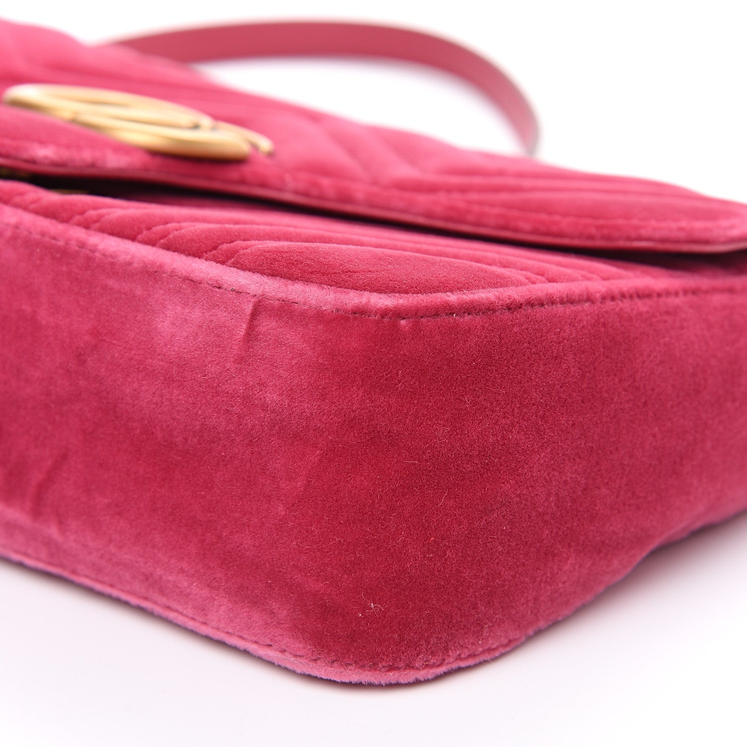 Gucci Velvet Matelasse Small GG Marmont Shoulder Bag Light Raspberry Rose 9 of 10