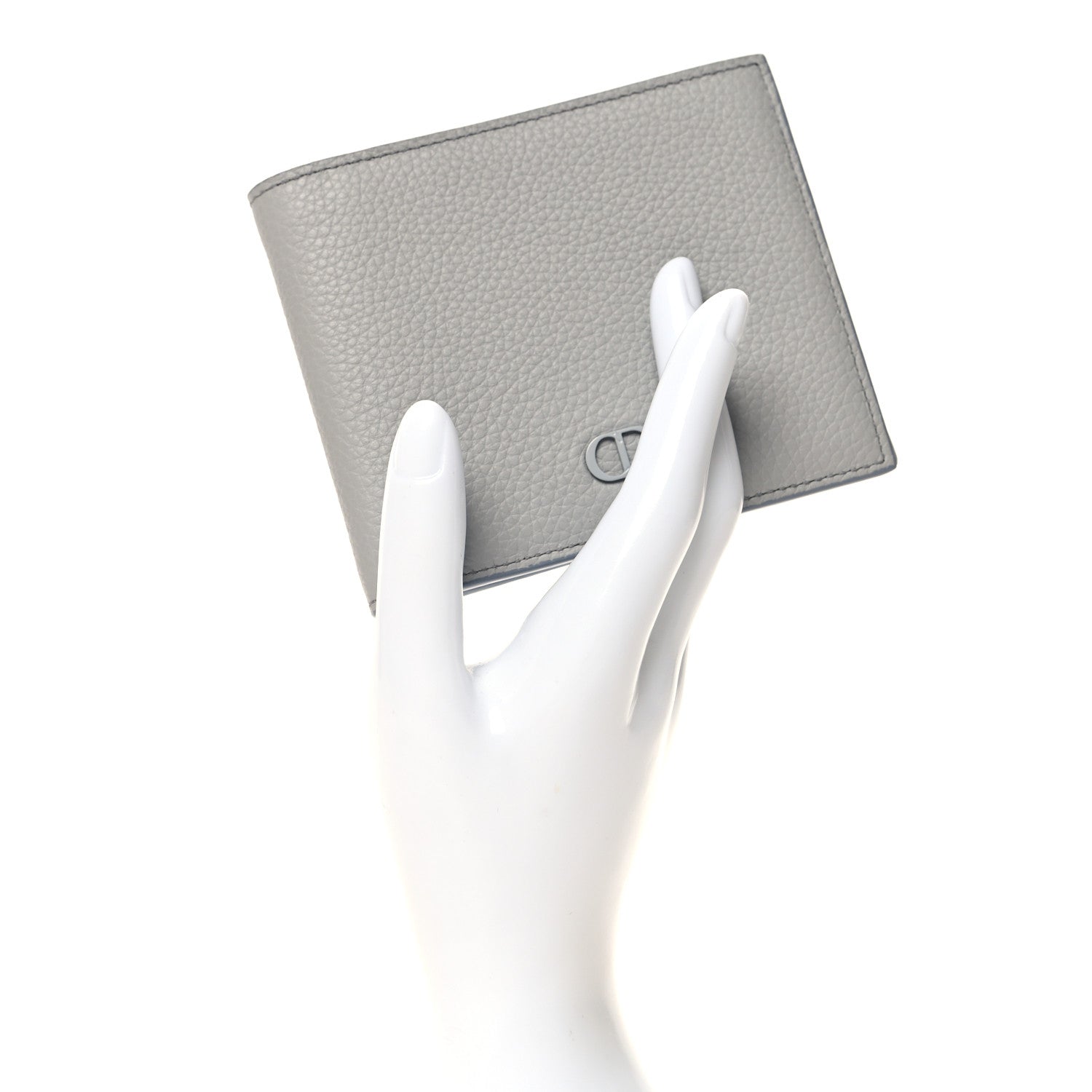 Christian Dior Grained Calfskin CD Icon Bifold Wallet Deep Grey 2 of 7