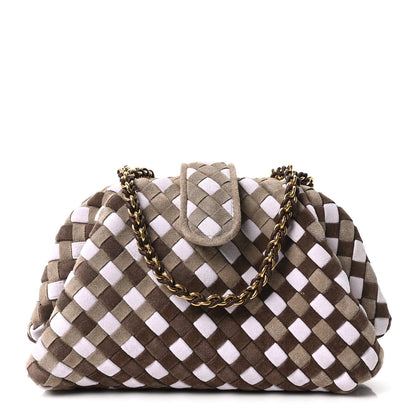 Bottega Veneta Suede Intrecciato Small The Lauren 1980 Clutch With Chain Praline Musk Washed Brownie 1 of 10