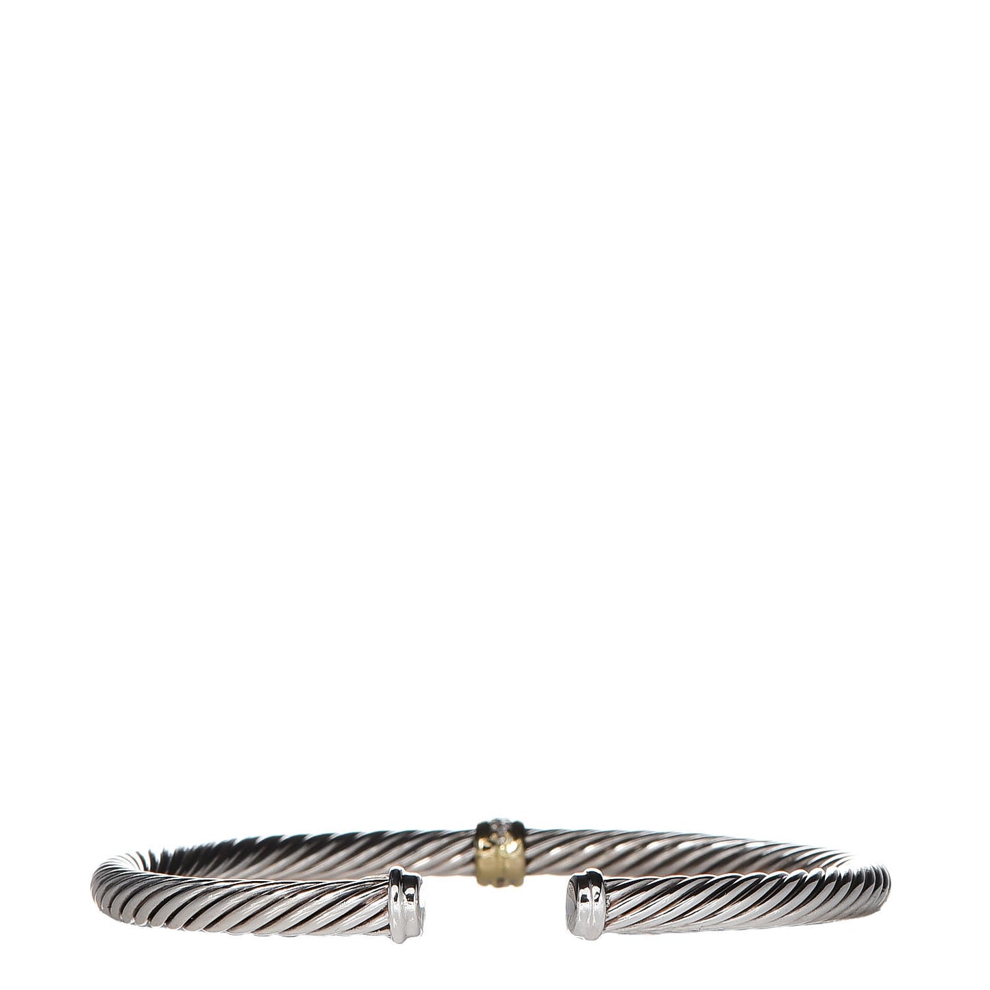 Sterling Silver 18K Yellow Gold Diamond 4mm Cable Classics Single Station Bracelet