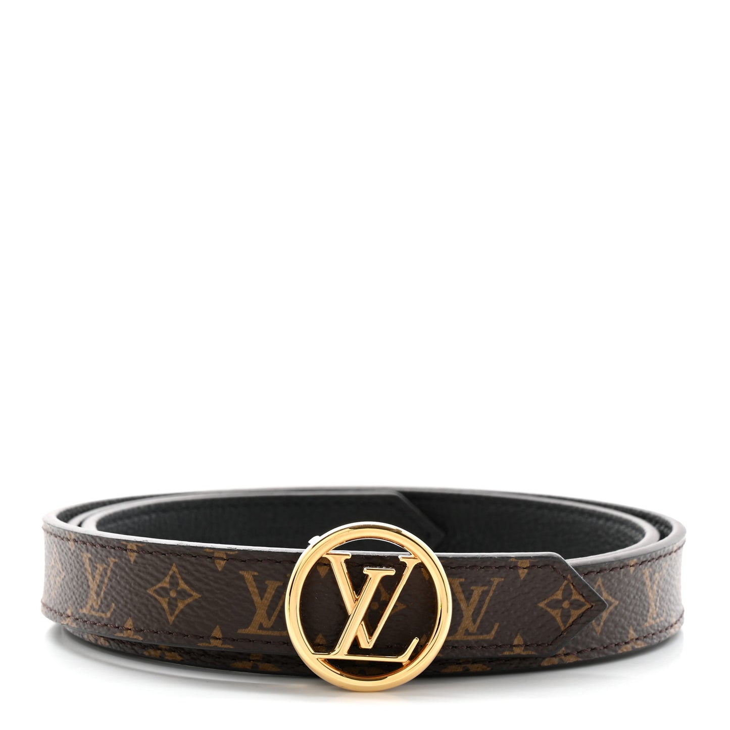 Monogram Calfskin 20mm LV Circle Reversible Belt 85 34 Black