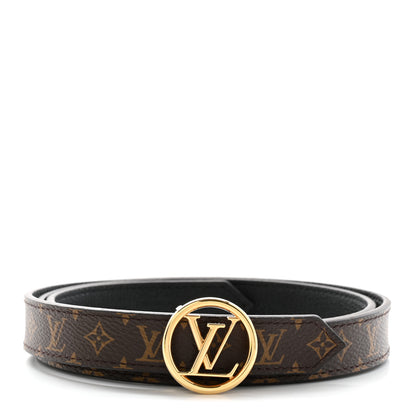 Louis Vuitton Monogram Calfskin 20mm LV Circle Reversible Belt 85 34 Black 1 of 7