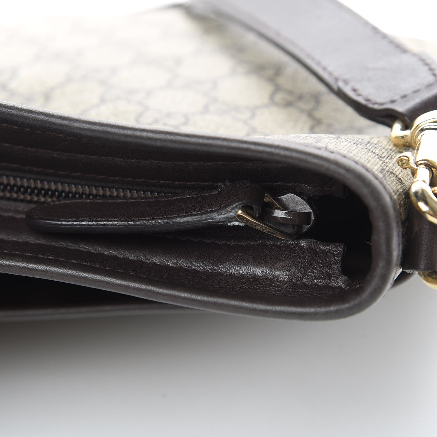 GG Plus Monogram Medium Flat Messenger Bag Dark Brown