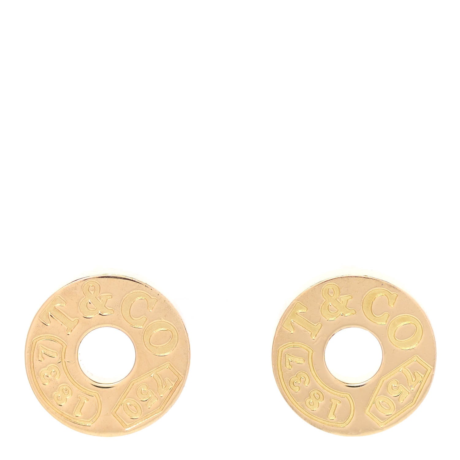Tiffany 18K Yellow Gold 1837 Circle Earrings 1 of 5