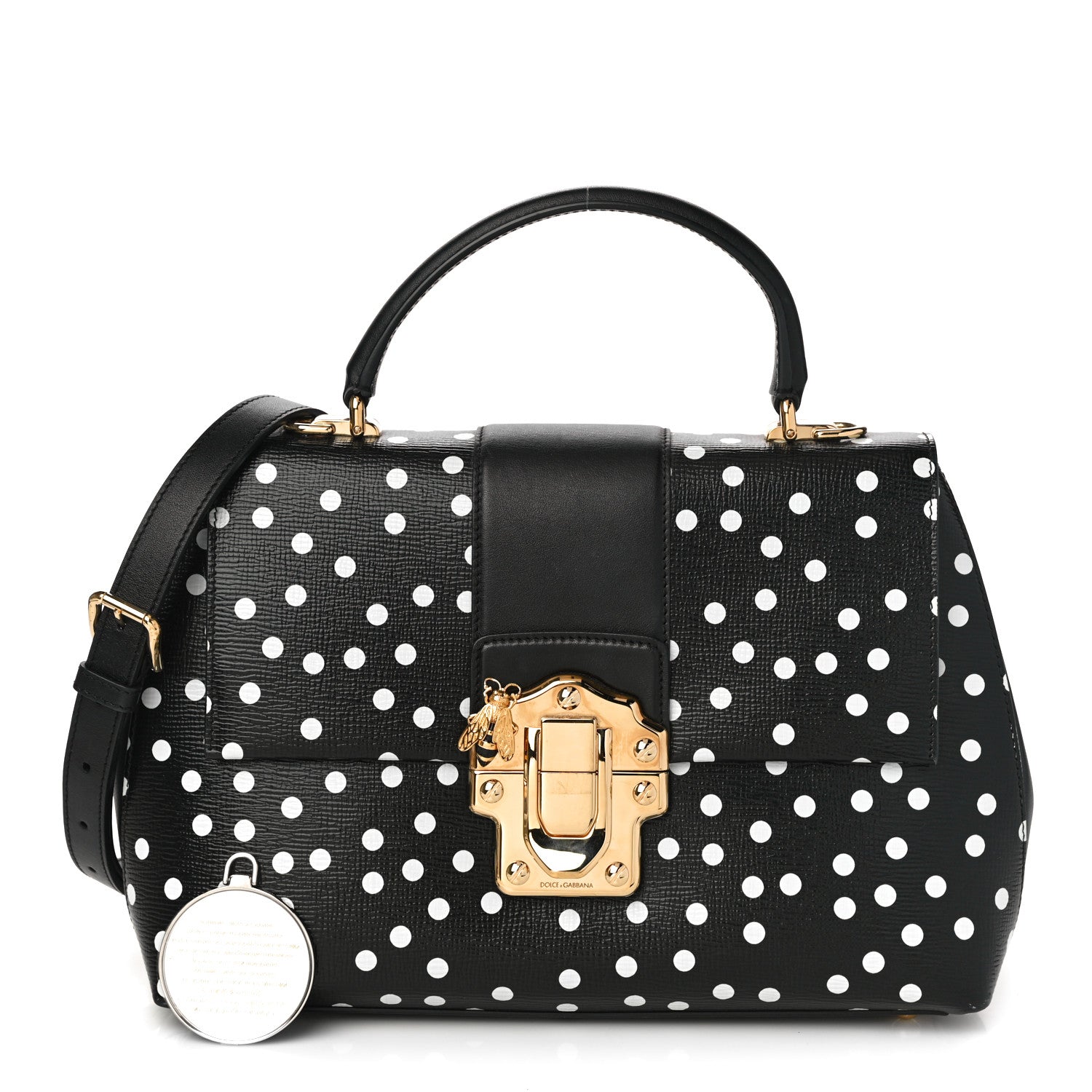 Dolce & Gabbana Calfskin Polka Dot Print Lucia Satchel Black 1 of 10
