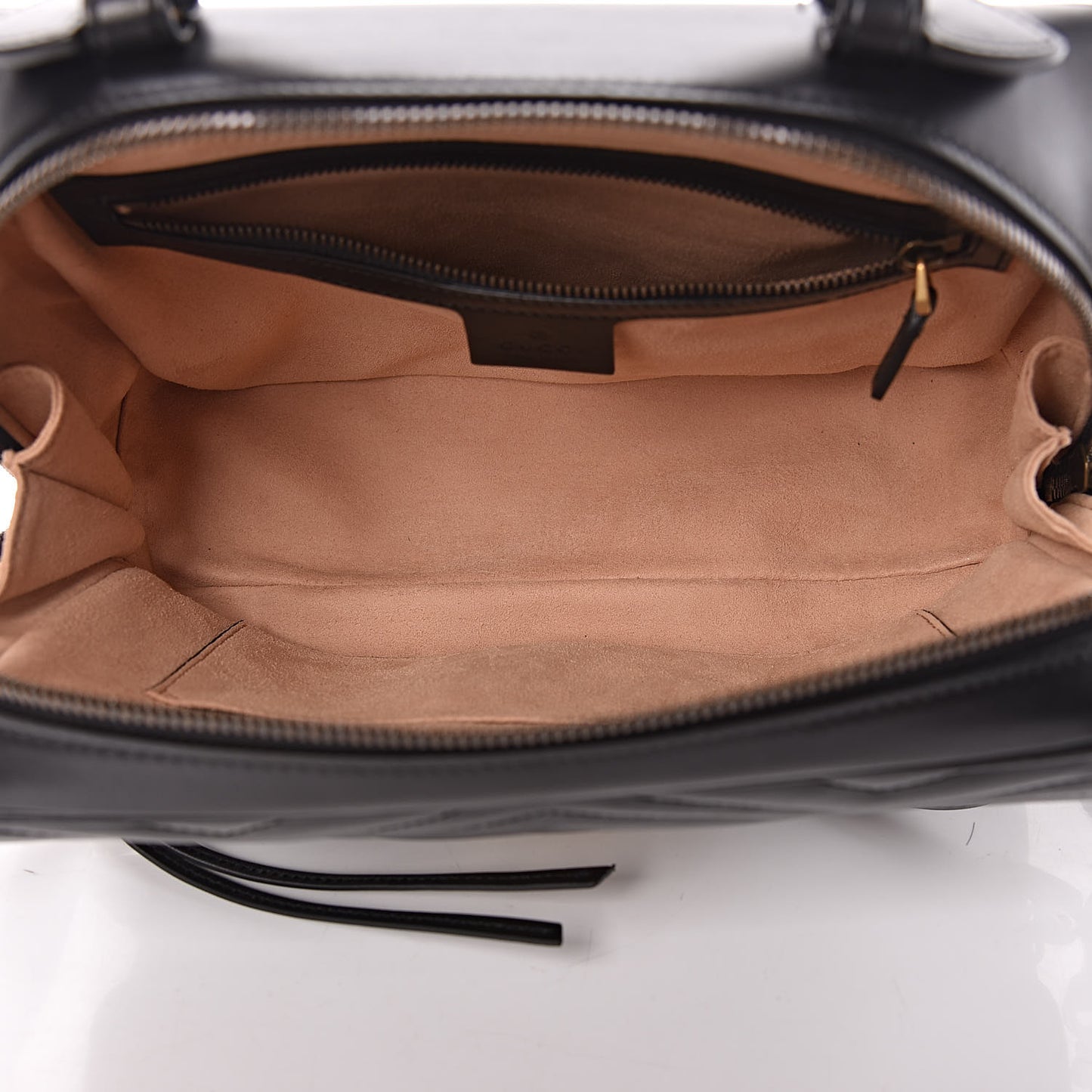 Calfskin Matelasse Sylvie Web Small GG Marmont Top Handle Shoulder Bag Black