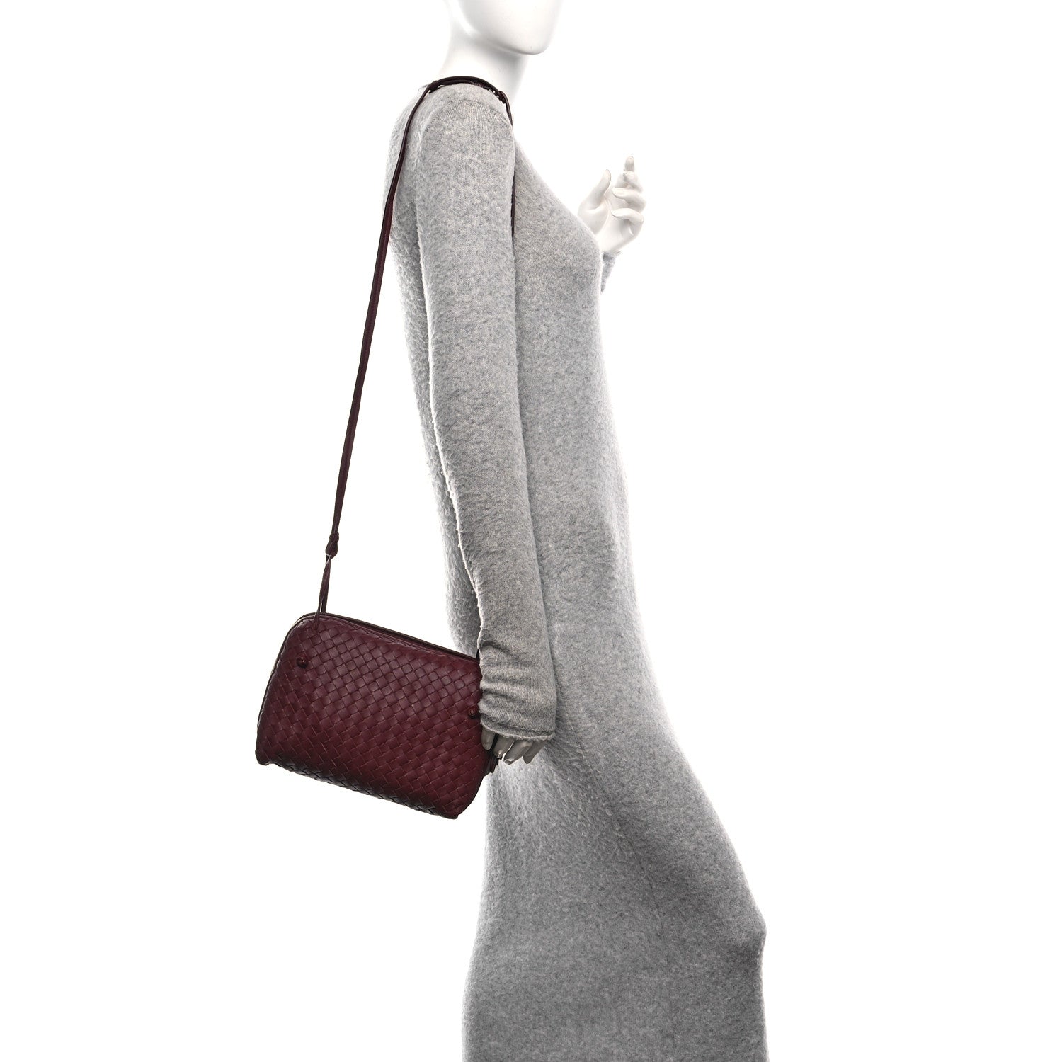 Bottega Veneta Nappa Intrecciato Double Compartment Crossbody Bag China Red 2 of 12