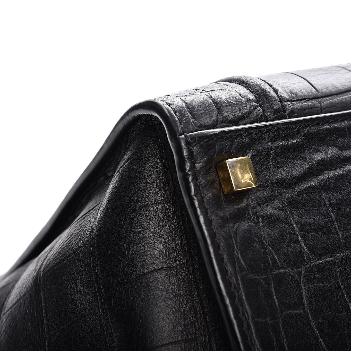 Crocodile Embossed Calfskin Medium Phantom Luggage Black