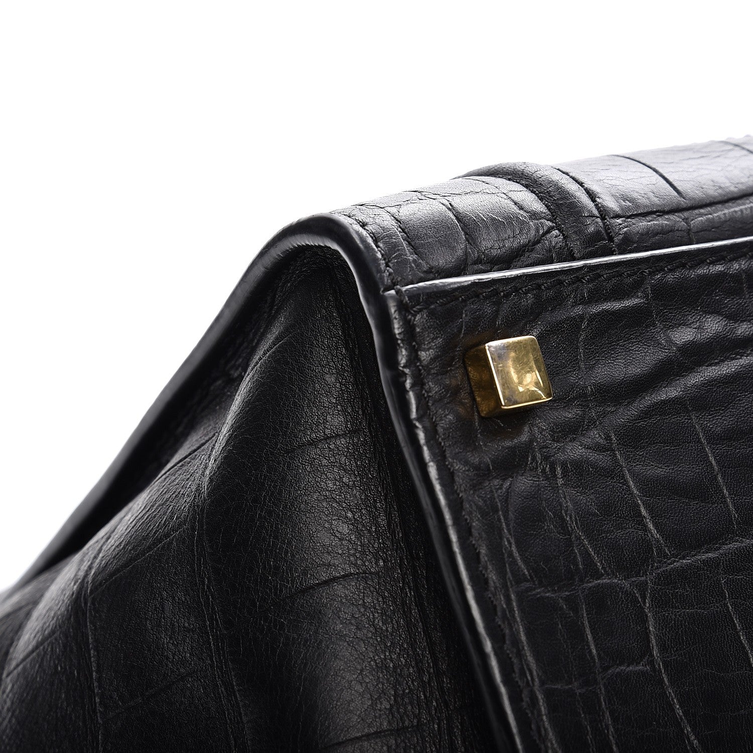 Celine Crocodile Embossed Calfskin Medium Phantom Luggage Black 11 of 12