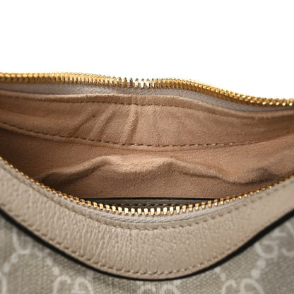 Gucci GG Supreme Monogram Textured Dollar Calfskin Mini Retro Interlocking G Half Moon Bag Beige Mystic White Oatmeal 10 of 10