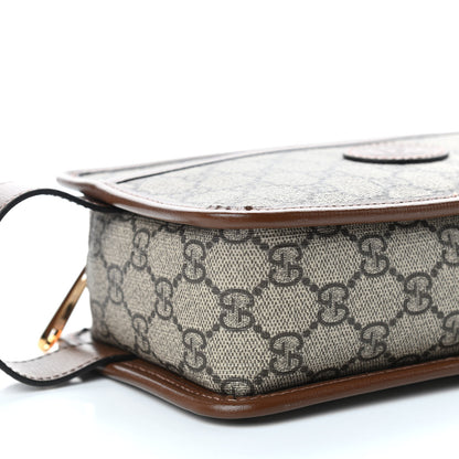 Gucci GG Supreme Monogram Textured Calfskin Retro Interlocking G Travel Pouch Beige Ebony Brown Sugar 8 of 11
