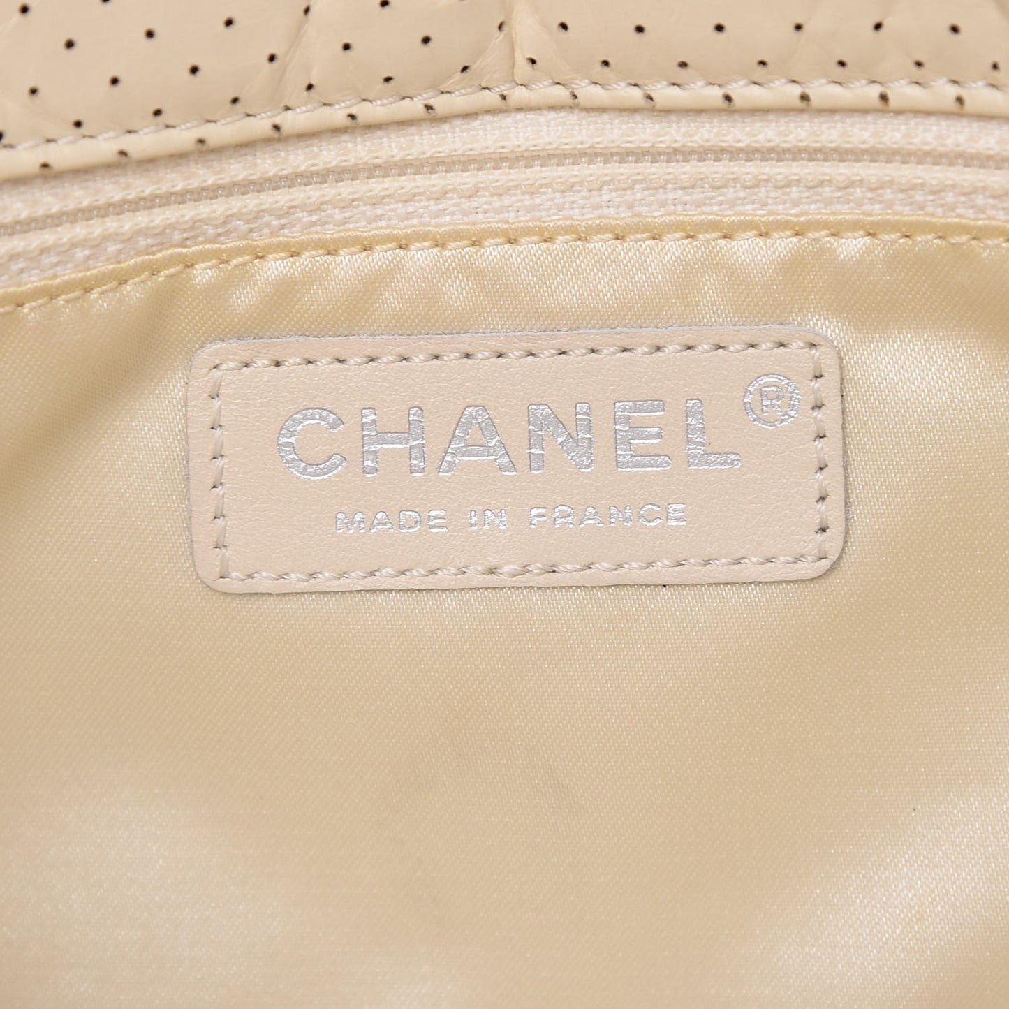 Aged Calfskin Perforated Small Flap Beige Clair