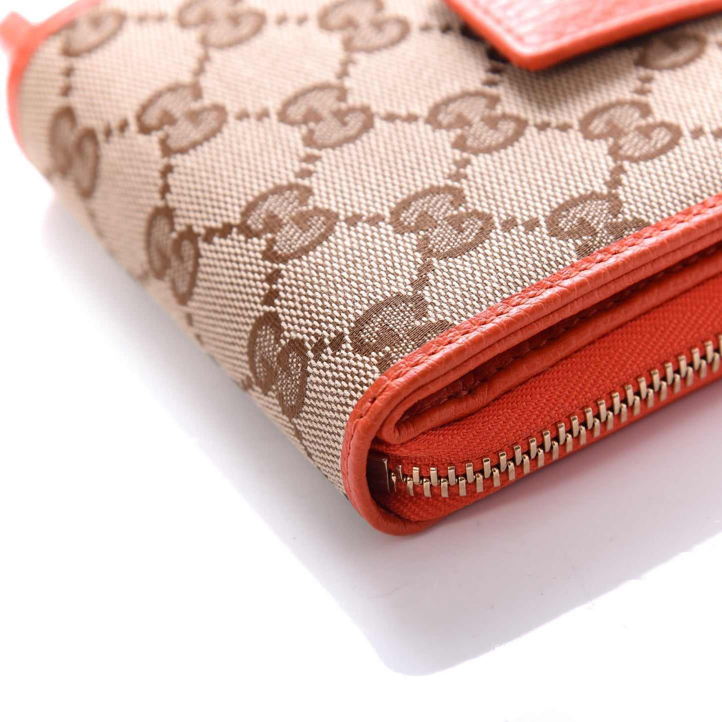 Monogram Dollar Calfskin Zip Around French Flap Wallet Beige Ebony Sun Orange