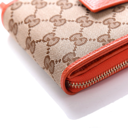 Gucci Monogram Dollar Calfskin Zip Around French Flap Wallet Beige Ebony Sun Orange 8 of 15