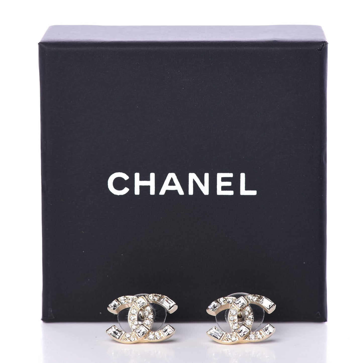 Crystal Baguette CC Earrings Gold