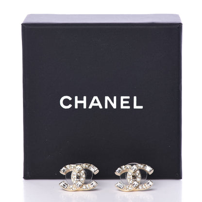 Chanel Crystal Baguette CC Earrings Gold 5 of 5