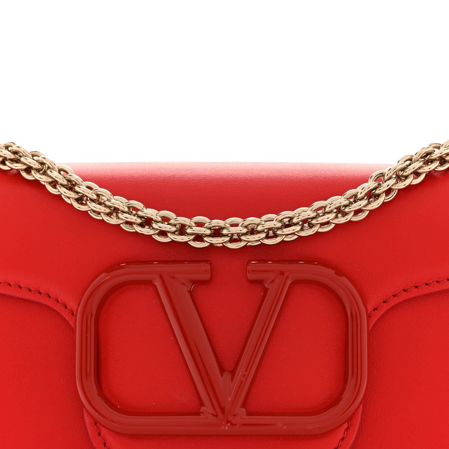 Valentino Garavani Calfskin Enamel Vlogo Small Loco Shoulder Bag Rouge Pur 7 of 10