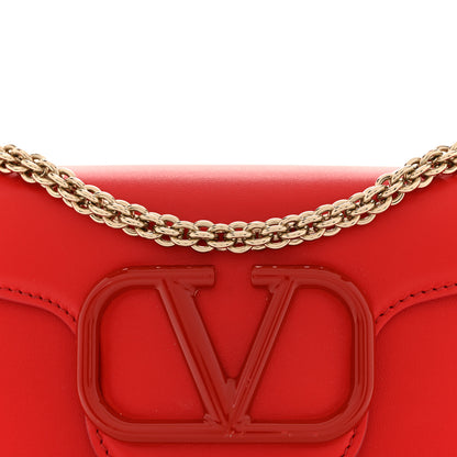 Valentino Garavani Calfskin Enamel Vlogo Small Loco Shoulder Bag Rouge Pur 7 of 10