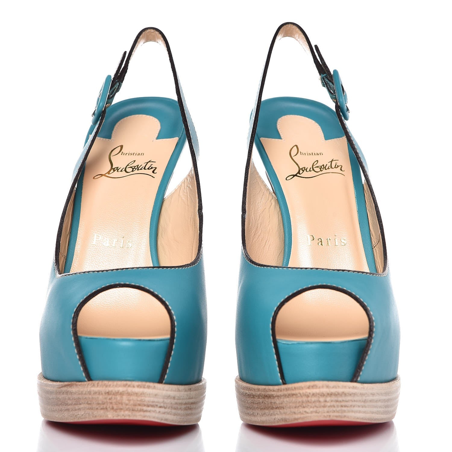 Christian Louboutin Calfskin Palais Royal Trepointe Sling 140 Pumps 38 Riviera Grezzo 2 of 9