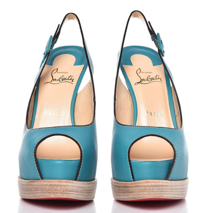 Christian Louboutin Calfskin Palais Royal Trepointe Sling 140 Pumps 38 Riviera Grezzo 2 of 9