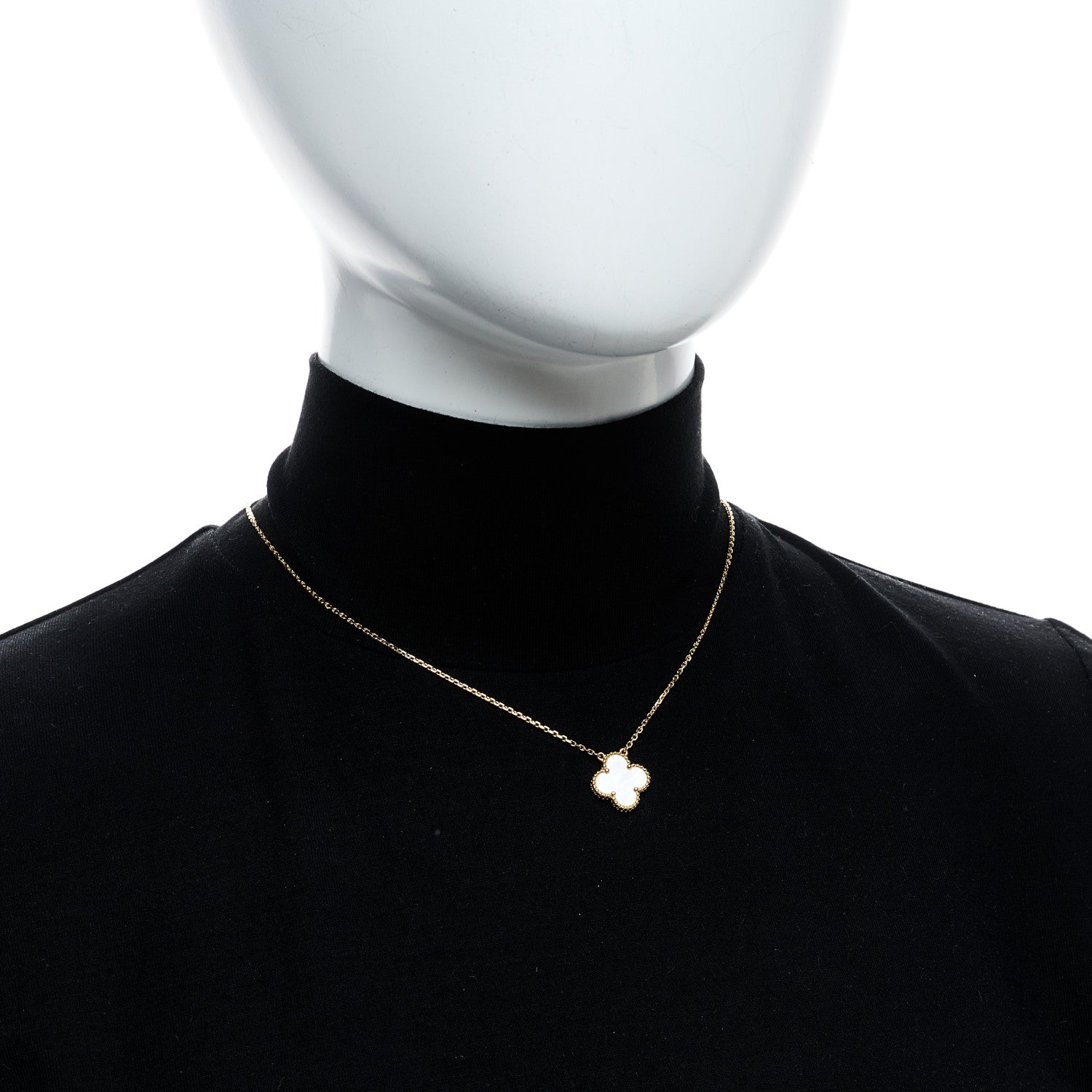 Van Cleef & Arpels 18K Yellow Gold Mother of Pearl Vintage Alhambra Pendant Necklace 2 of 6