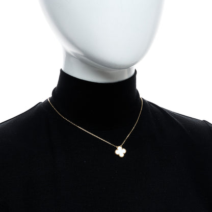 Van Cleef & Arpels 18K Yellow Gold Mother of Pearl Vintage Alhambra Pendant Necklace 2 of 6