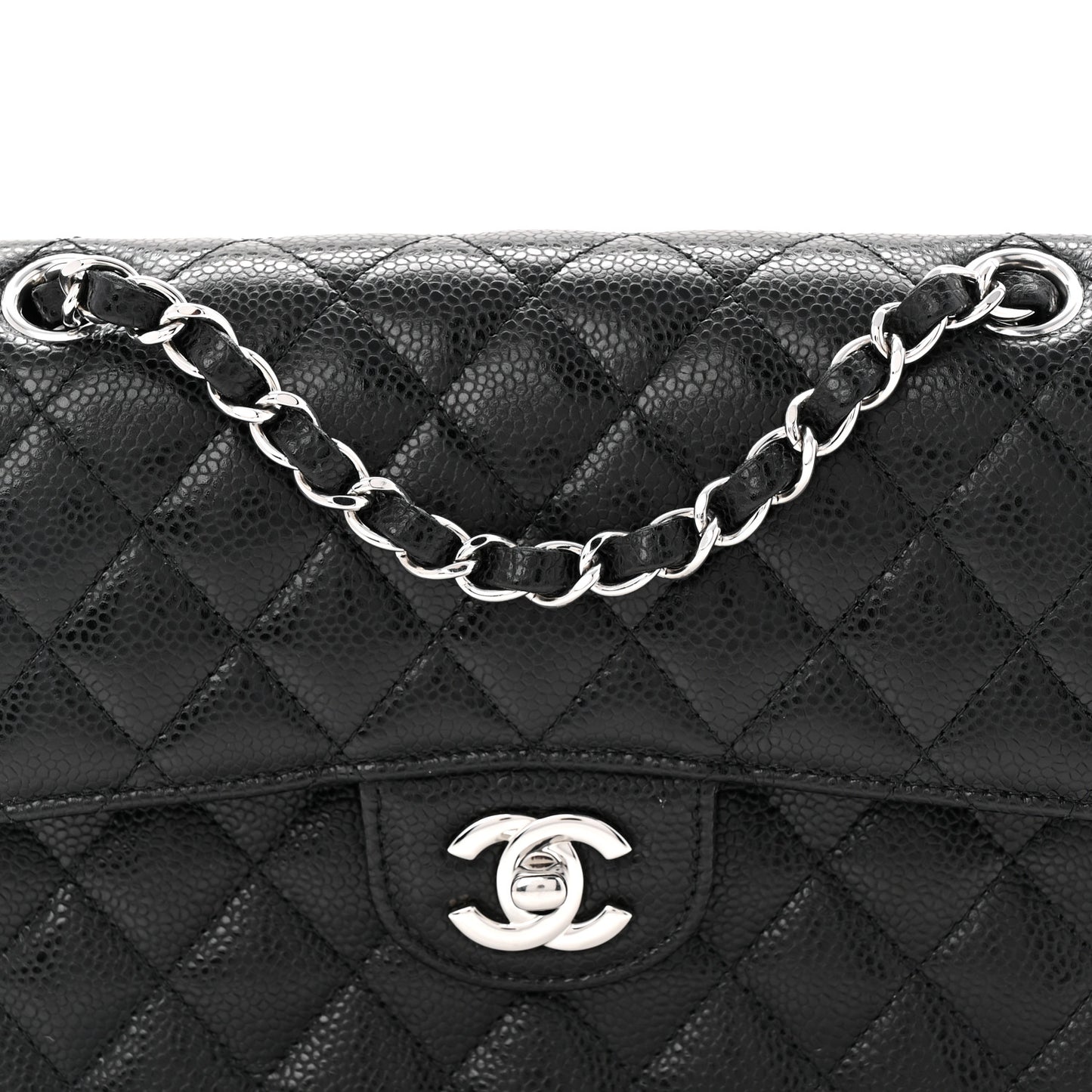 Caviar Quilted Small Double Flap Black