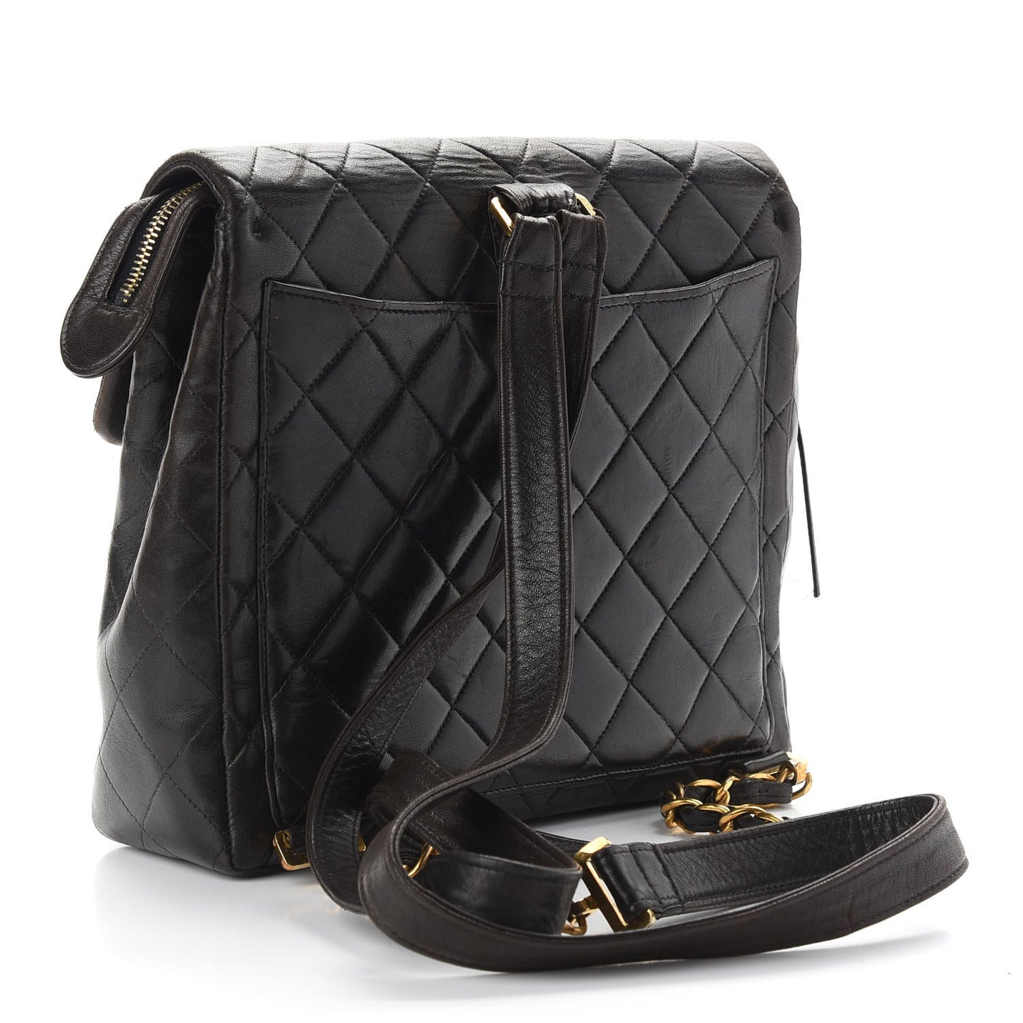 Lambskin Quilted Backpack Brown