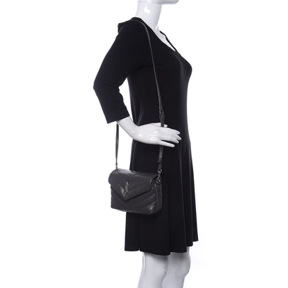 Saint Laurent Calfskin Y Quilted Monogram Toy Loulou Crossbody Bag Storm 2 of 18