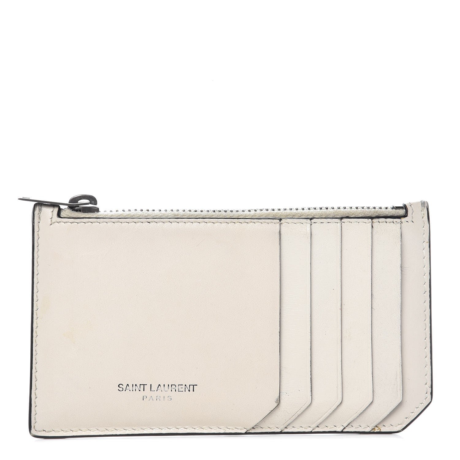 Saint Laurent Smooth Calfskin 5 Fragments Zip Pouch Card Holder Off White 1 of 8