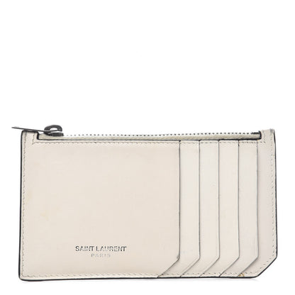 Saint Laurent Smooth Calfskin 5 Fragments Zip Pouch Card Holder Off White 1 of 8