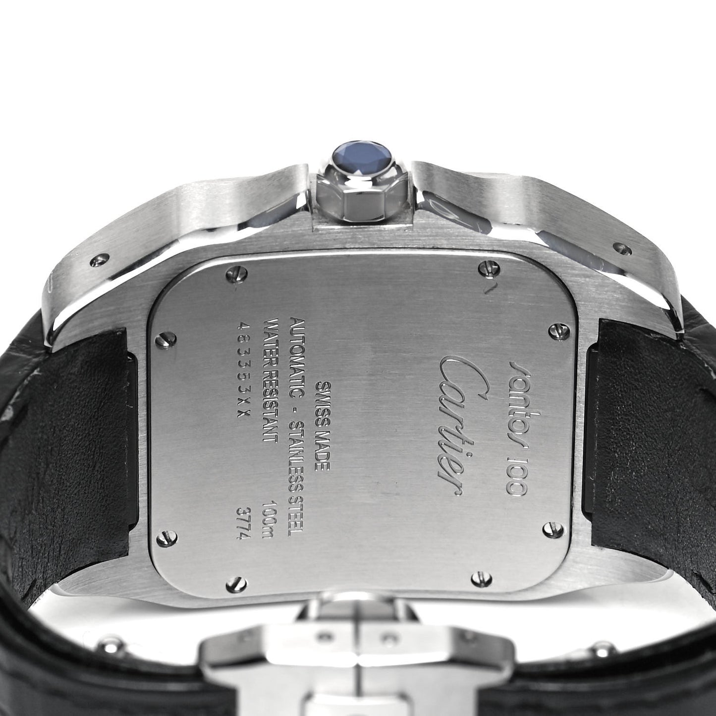 Stainless Steel Alligator 38mm Santos 100 Automatic Watch