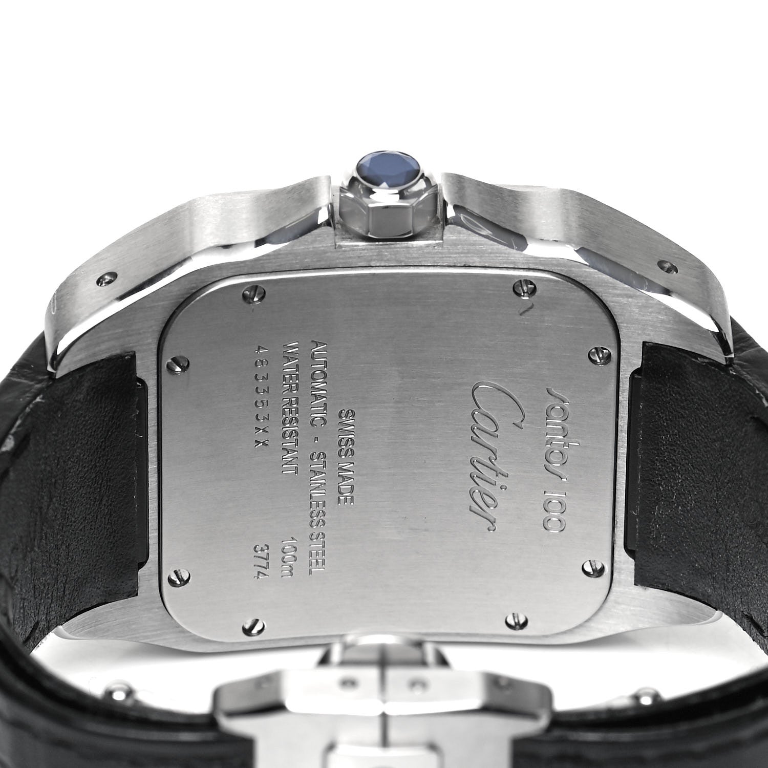 Cartier Stainless Steel Alligator 38mm Santos 100 Automatic Watch 4 of 5
