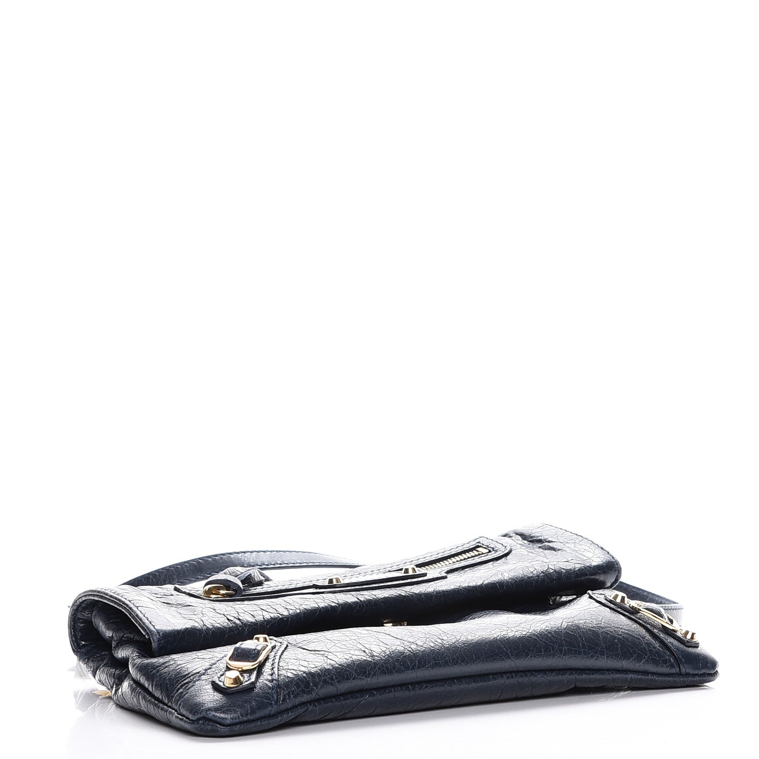 Balenciaga Agneau Classic Gold Hardware Mini Envelope Strap Clutch Bleu Obscur 4 of 7