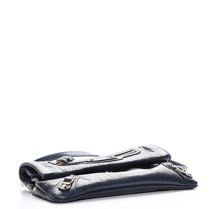 Balenciaga Agneau Classic Gold Hardware Mini Envelope Strap Clutch Bleu Obscur 4 of 7