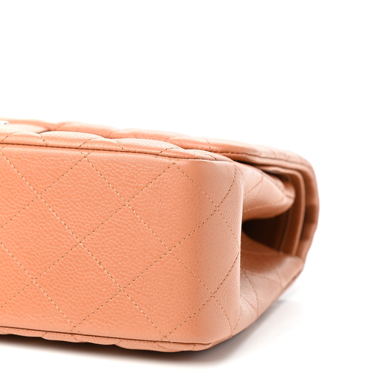 Caviar Quilted Jumbo Double Flap Light Brown