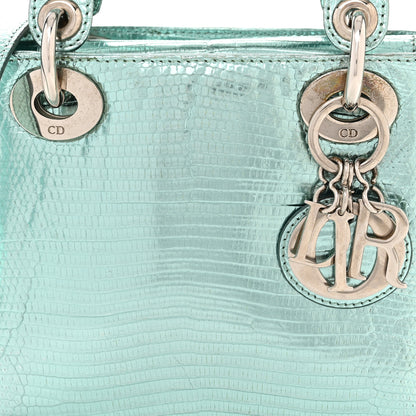 Christian Dior Metallic Lizard Mini Lady Dior Blue 8 of 10