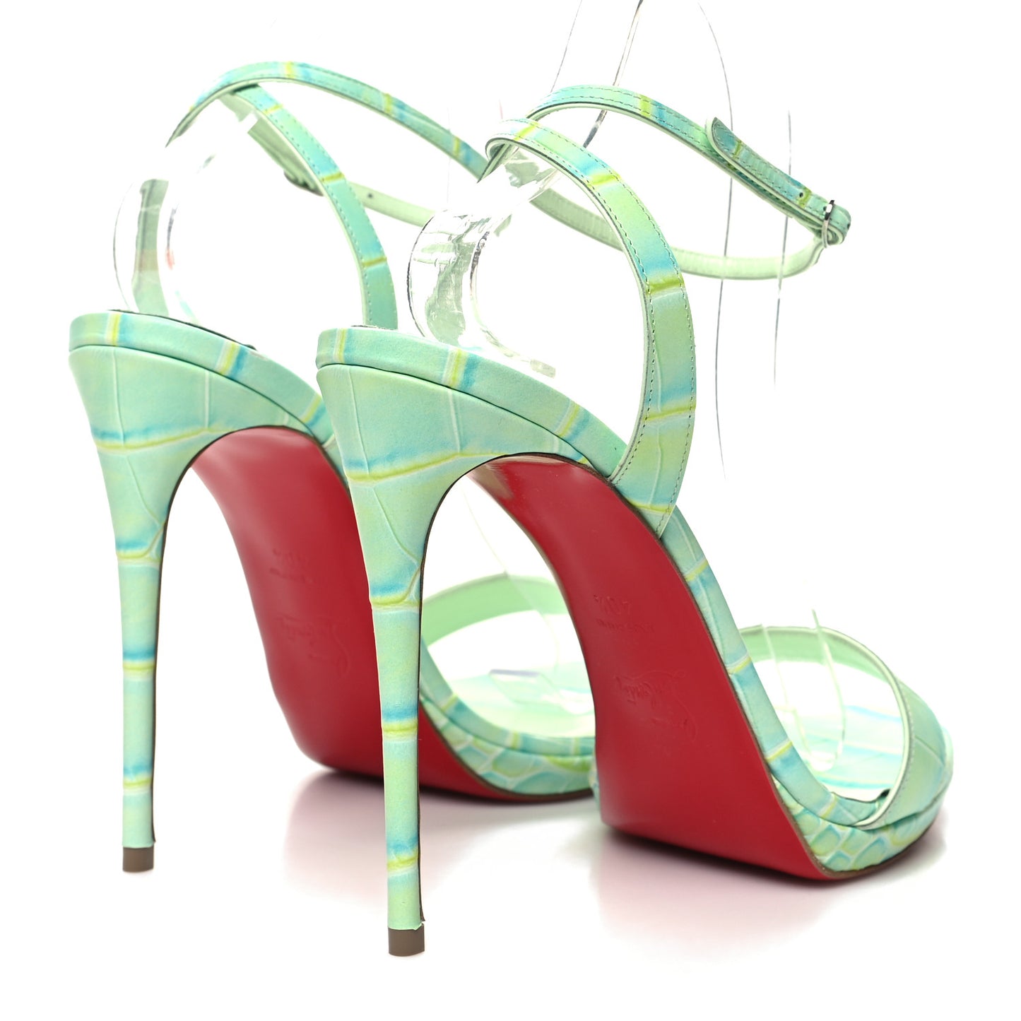 Calfskin Crocodile Embossed Loubi Queen 120 Pumps 40.5 Studio Green