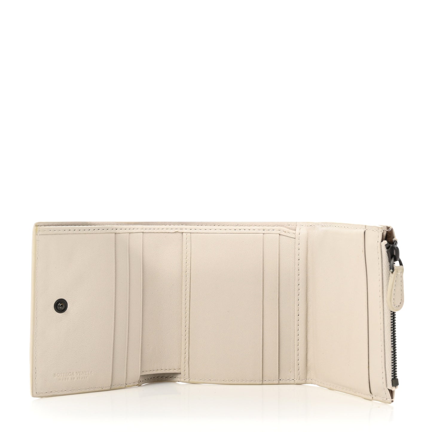 Nappa Intrecciato Tri-Fold Wallet White
