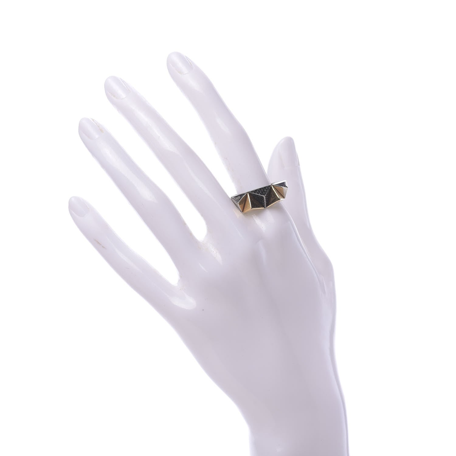Louis Vuitton Metal Crystal Spiky Zig Zag Ring L Gold 2 of 5