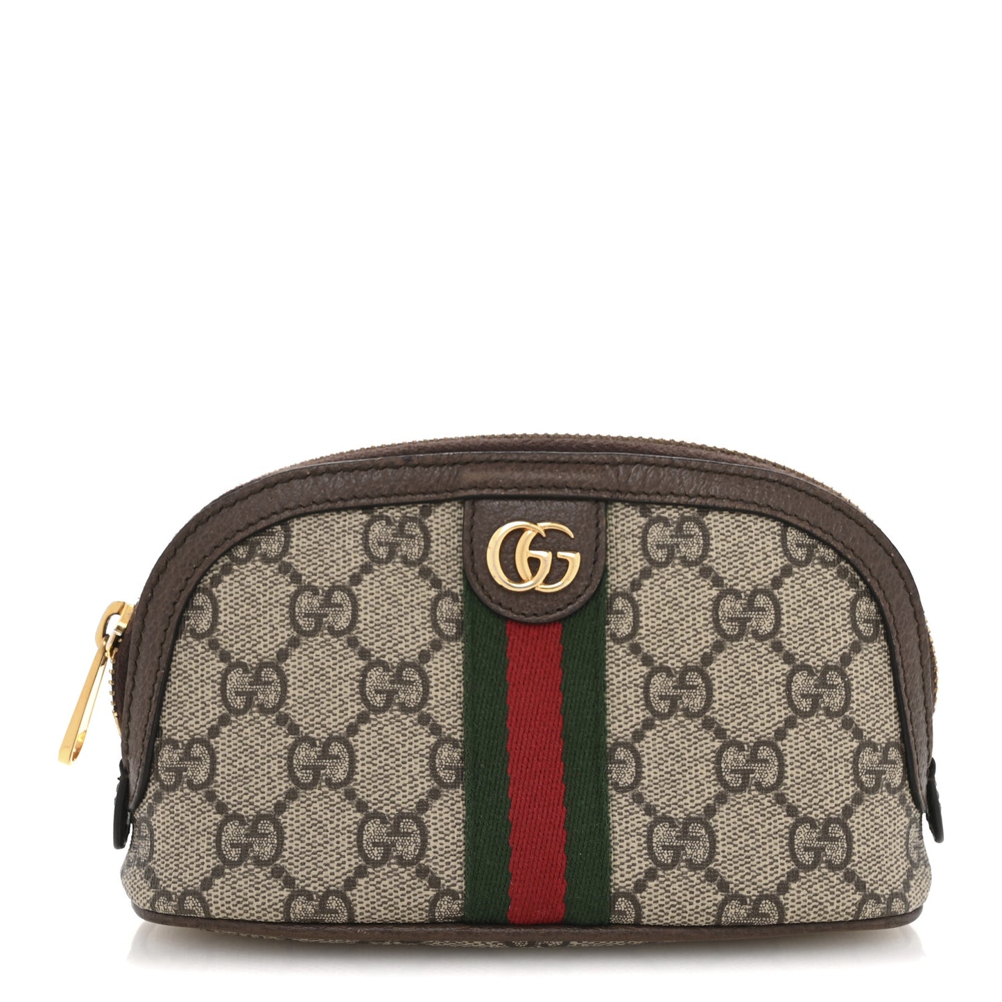 GG Supreme Monogram Textured Calfskin Web Medium Ophidia Cosmetic Case Beige Ebony New Acero