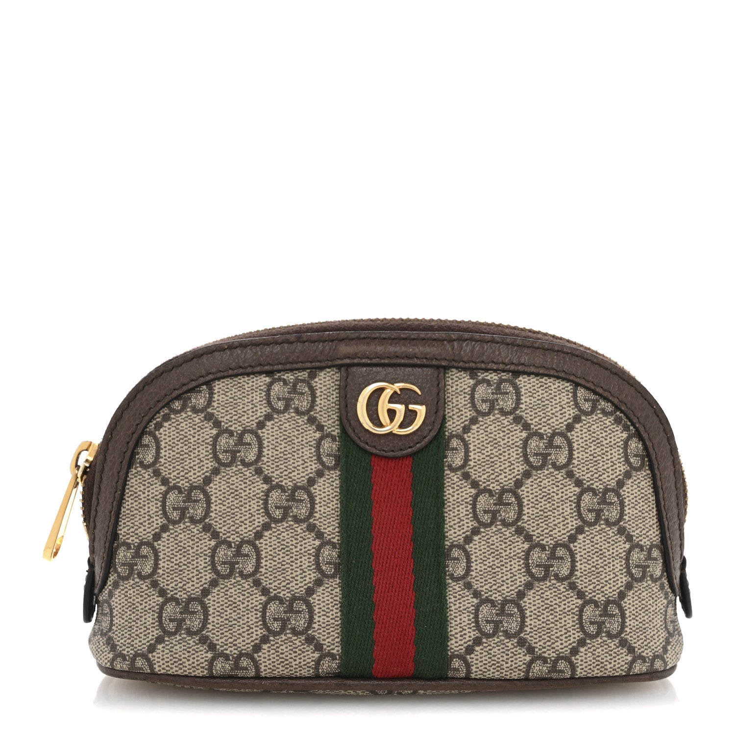 Gucci GG Supreme Monogram Textured Calfskin Web Medium Ophidia Cosmetic Case Beige Ebony New Acero 1 of 9